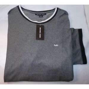MICHAEL KORS MENS S/S PIQUE T-SHIRT~LRG~BLACK‎ & WHITE~NWT